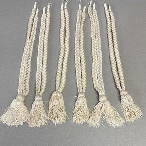 Cream Braided Tassel tie backs for curtains set of 6, 20” 3 pair